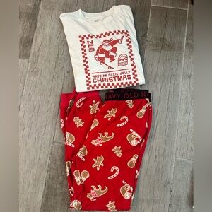 Old Navy Red Boys' Pajama Set size: BOTTOMS: size: 14-16 shirt: men’s SM